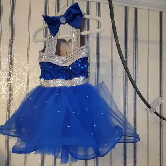 HOST PICK Little Girls Blue & Silver Dance Costume - Picture 5 of 8